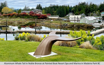 Aluminum Whale Tail at Painted Boat Resort in Madeira Park BC-3